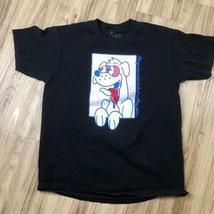 A-Lab Black Tee Shirt Size Large Dog Meme Front Back Hit Crew Neck Graphic